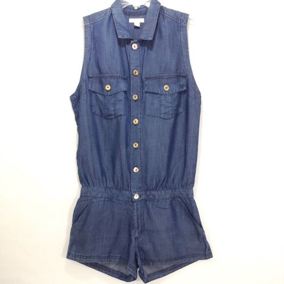 True Religion Sleeveless Denim Utility Jumpsuit Romper Size X-Small - Picture 2 of 8